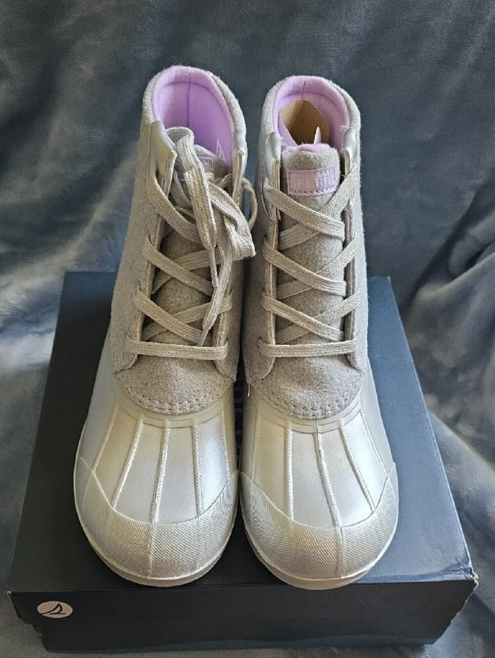 Sperry Light Gray Lace-Up Duck Boots